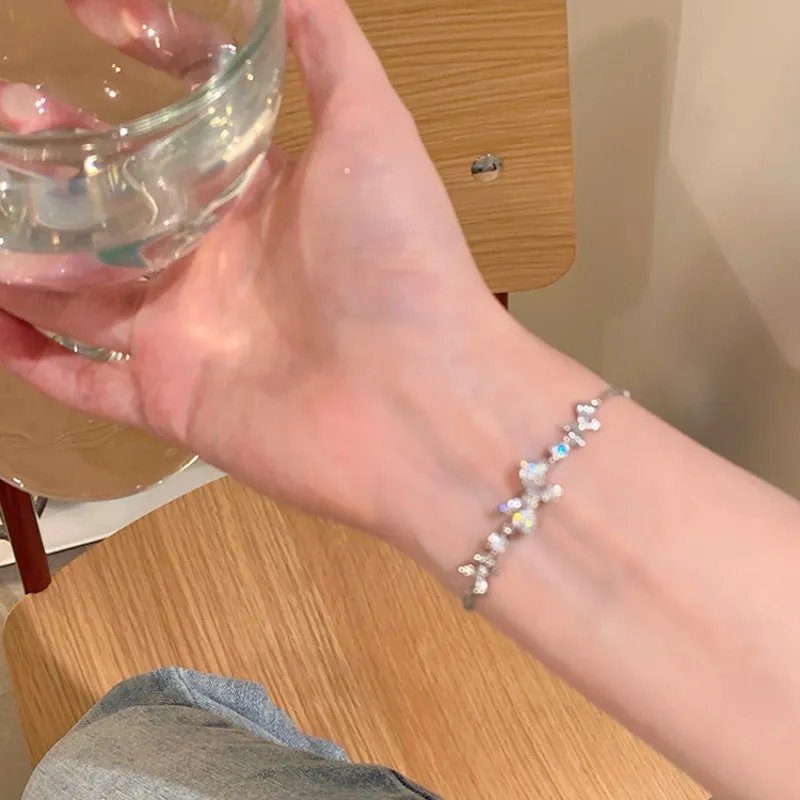 KEMLAIDA 925 Sterling Silver Bracelets Women's White Gold-2