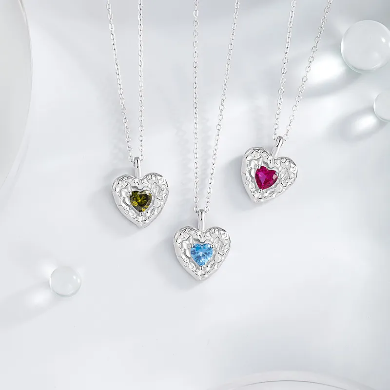 KEMLAIDA 925 Sterling Silver Necklaces Women's Sea Blue/Dove's Blood Red/Olive Green-4