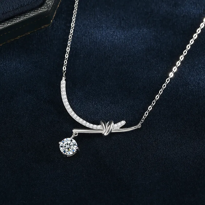 KEMLAIDA S925 Silver Moissanite Necklaces Women's White Gold-3