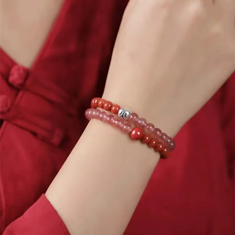 XUANJINGLONGHUSHAN Southern Red Agate Bracelets Unisex-4
