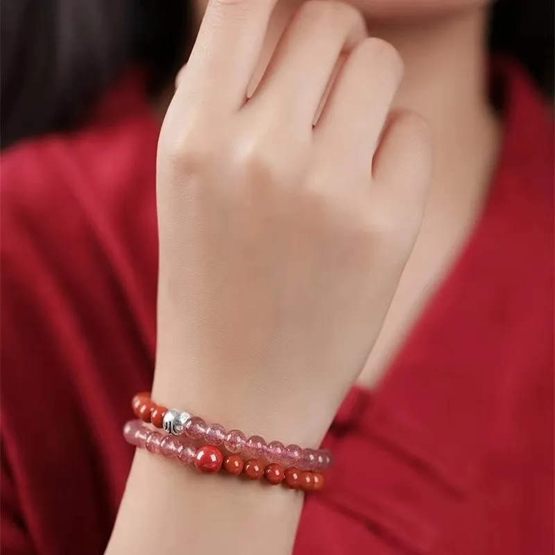 XUANJINGLONGHUSHAN Southern Red Agate Bracelets Unisex-3