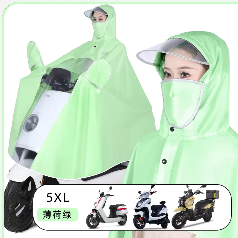 TAIKONG Oxford Thickened Oversized Scooter Rain Poncho Strap With Face Mask Detachable-15