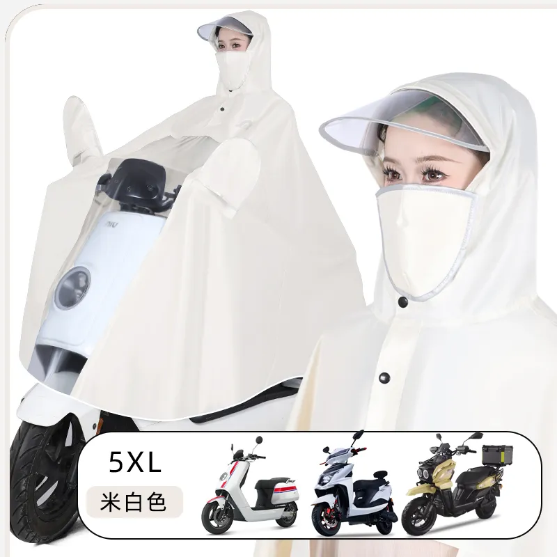 TAIKONG Oxford Thickened Oversized Scooter Rain Poncho Strap With Face Mask Detachable-8