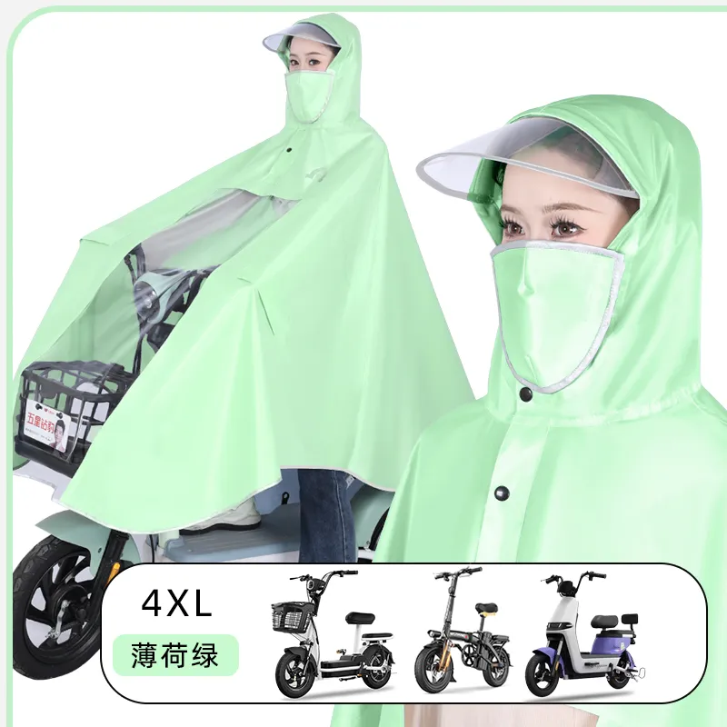TAIKONG Oxford Thickened Oversized Scooter Rain Poncho Strap With Face Mask Detachable-29
