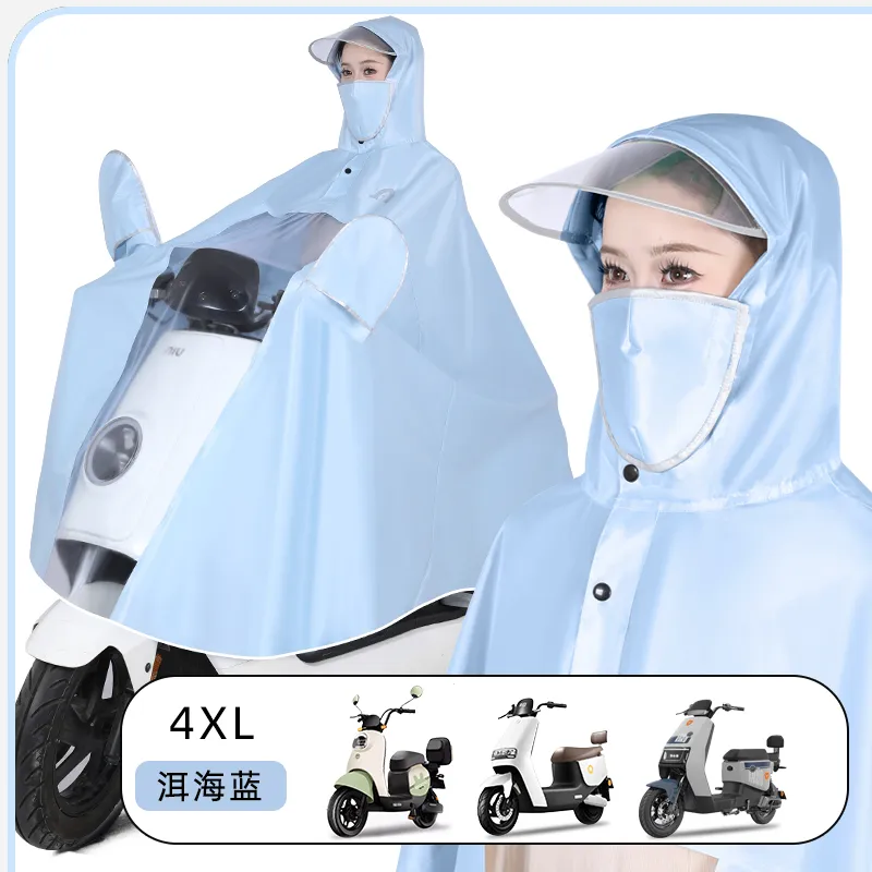 TAIKONG Oxford Thickened Oversized Scooter Rain Poncho Strap With Face Mask Detachable-11