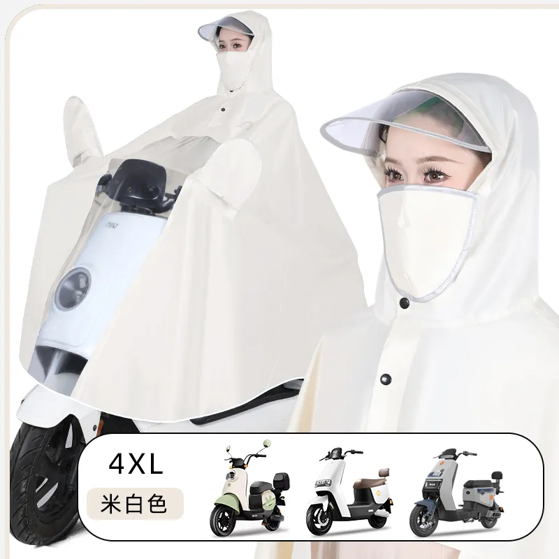 TAIKONG Oxford Thickened Oversized Scooter Rain Poncho Strap With Face Mask Detachable-5
