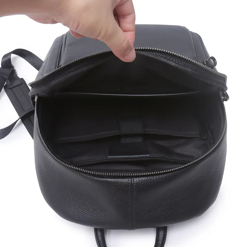 VIHUS Top Grain Cow Leather Backpack Men's Black-2