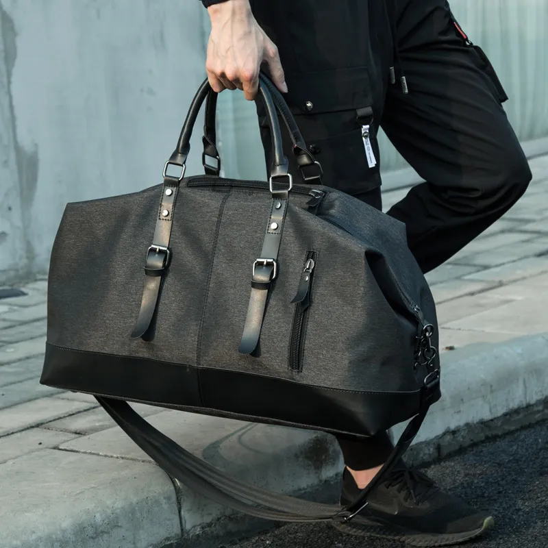 VIHUS Oxford Gym Bag Handbag Travel Bag Large Size Men's Black-3