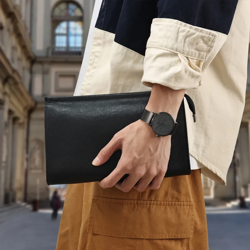 VIHUS Leather Shoulder Bag Men's Black-2