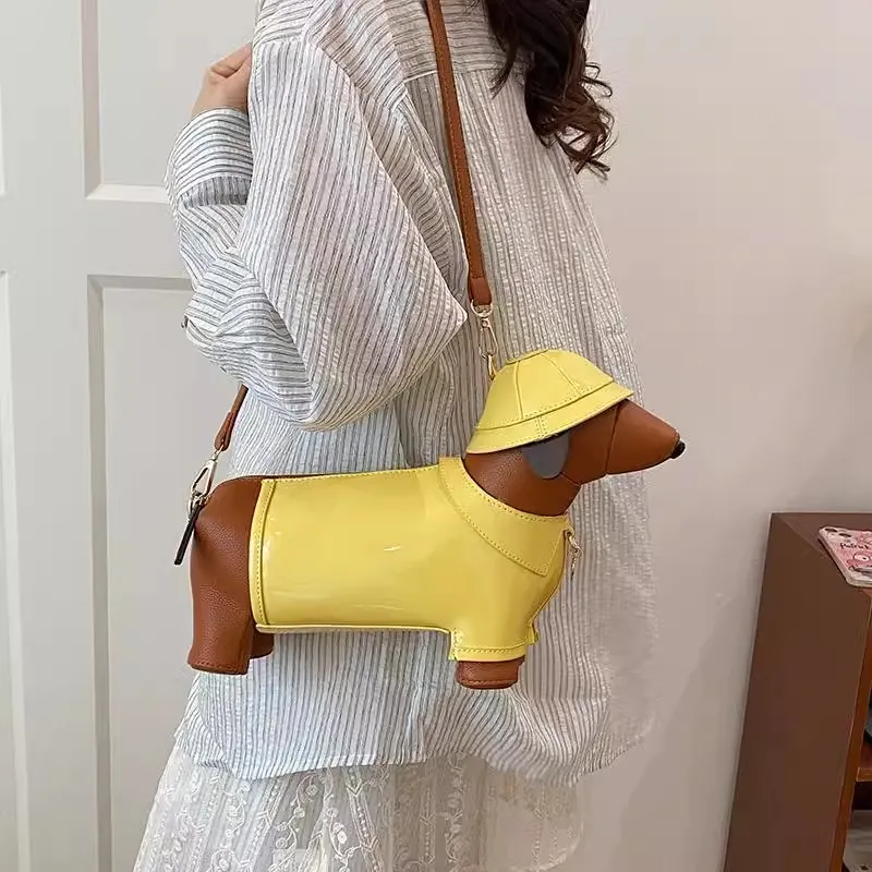 VIHUS PU Crossbody Bag, Shoulder Bag Women's Yellow Sausage Dog-1