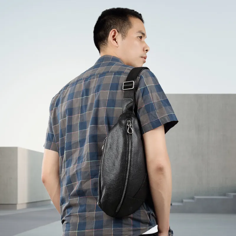 VIHUS Cow Leather Sling Bag Regular Men's Black-6