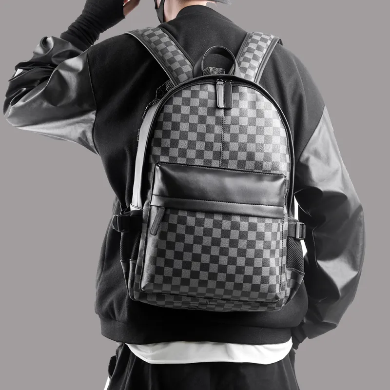 VIHUS PVC Polyvinyl Chloride Backpack Men's Black-5