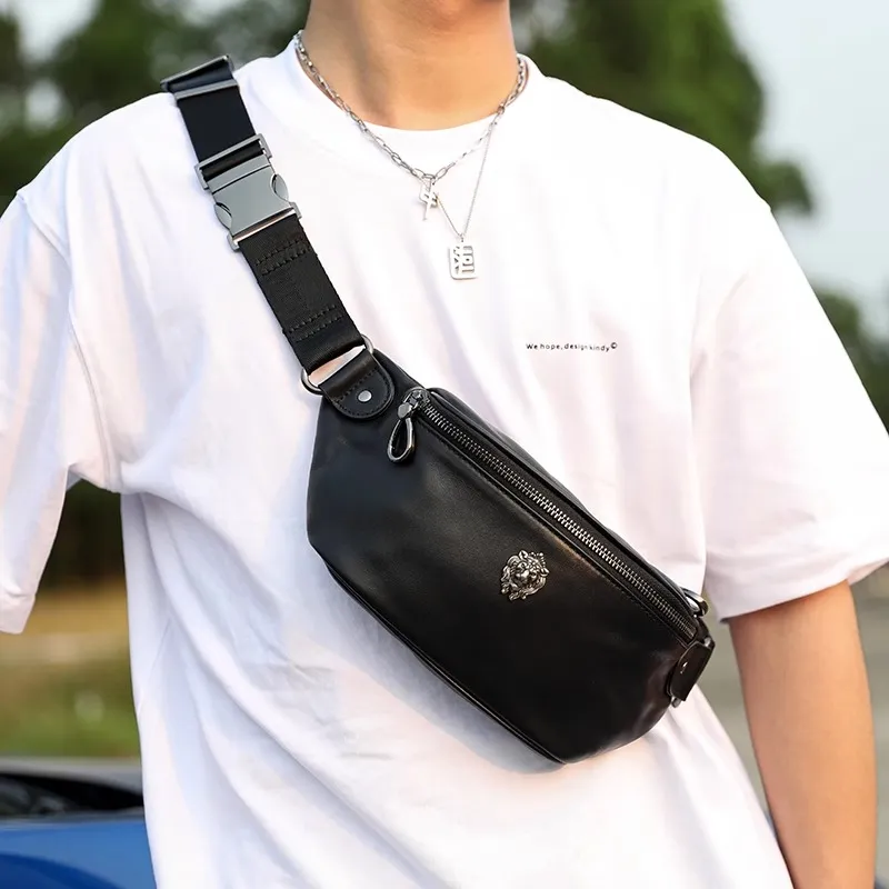 VIHUS Top Grain Cow Leather Shoulder Bag Crossbody Bag Sling Bags Regular Men's Black-4