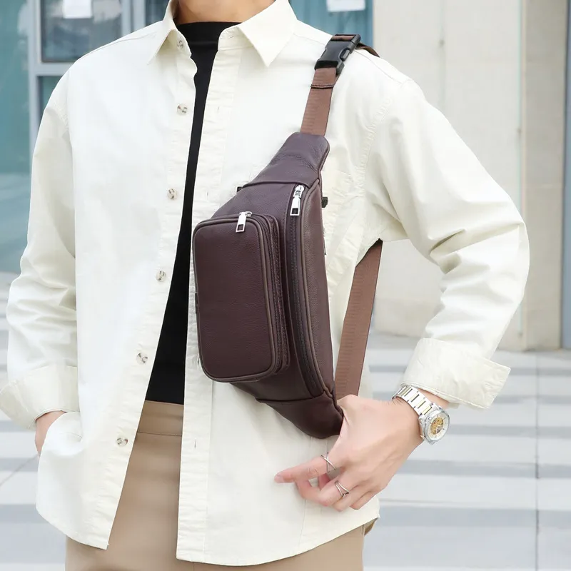 VIHUS Cow Leather Sling Bag Men's Black/Brown-6