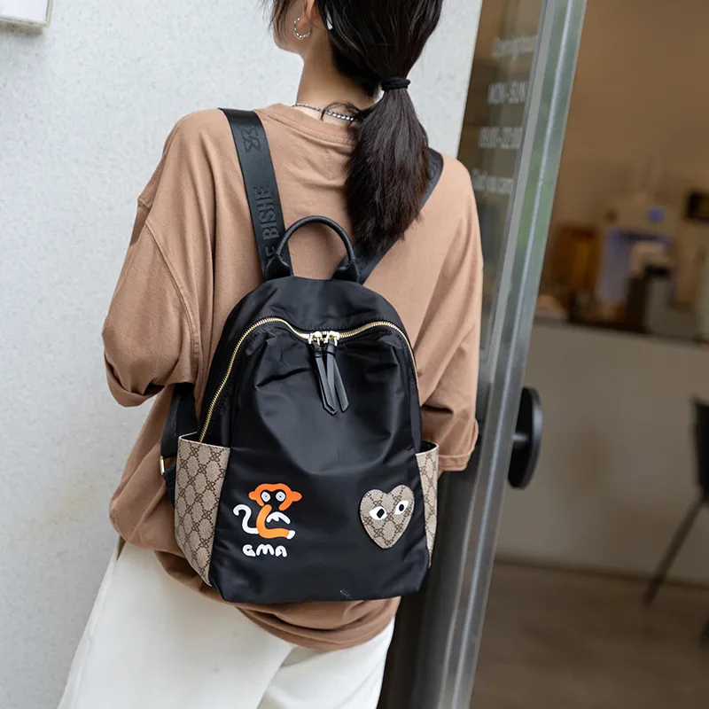 VIHUS Oxford Backpack Large Size Unisex Black/Army Green-5