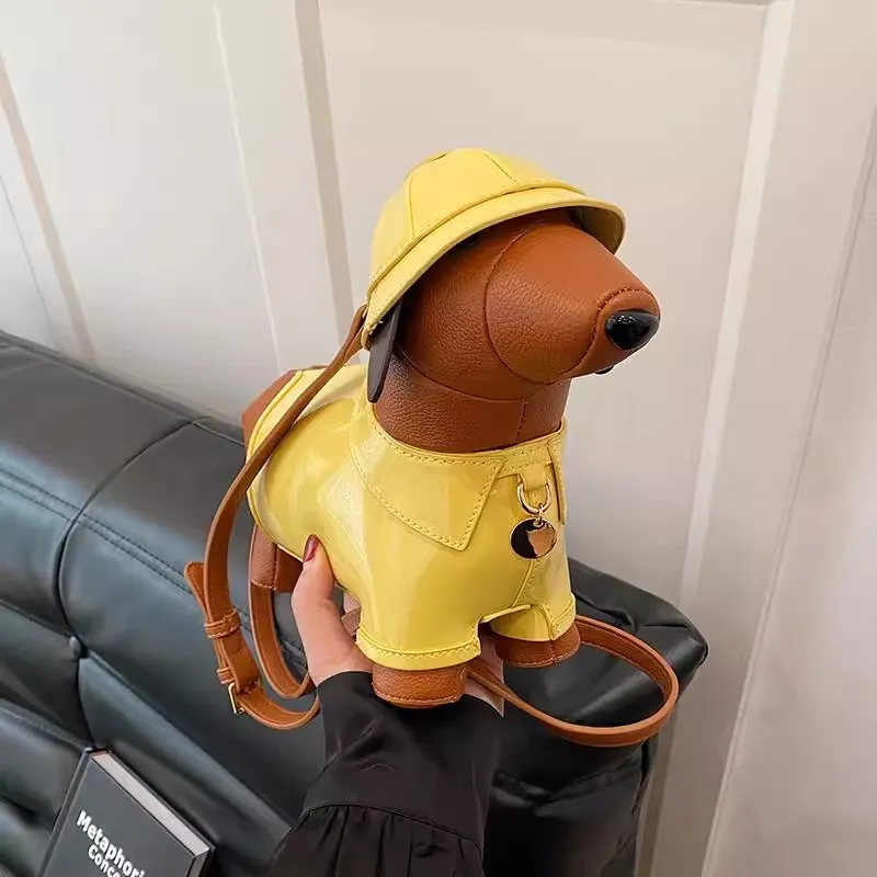 VIHUS PU Crossbody Bag, Shoulder Bag Women's Yellow Sausage Dog-3