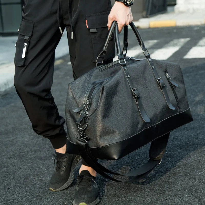 VIHUS Oxford Gym Bag Handbag Travel Bag Large Size Men's Black-5