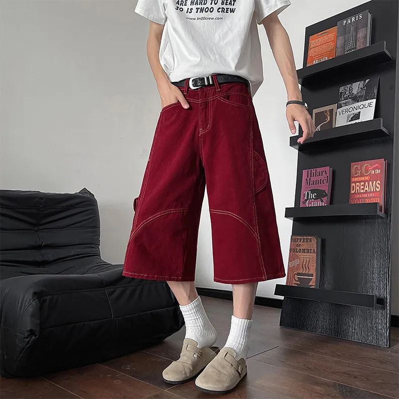 PISYPOX Denim Shorts Unisex Red-1