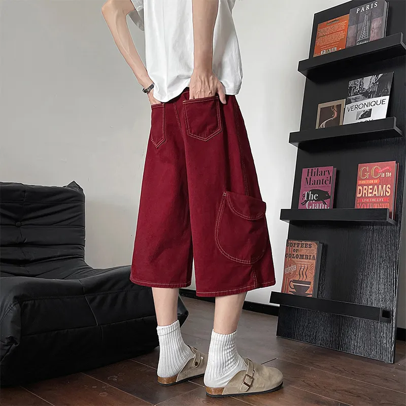 PISYPOX Denim Shorts Unisex Red-4