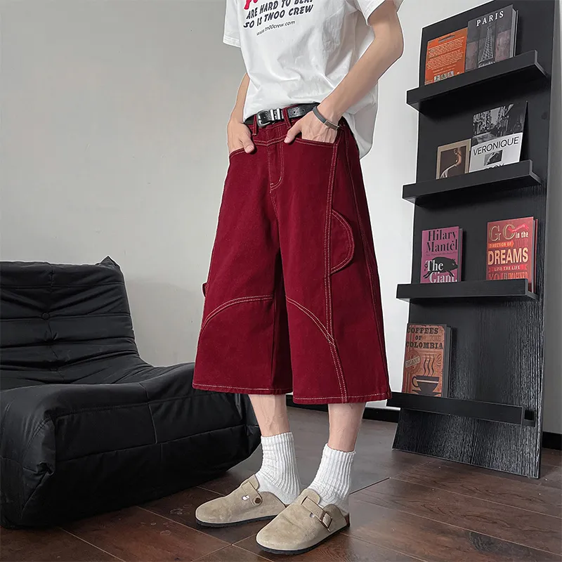 PISYPOX Denim Shorts Unisex Red-2