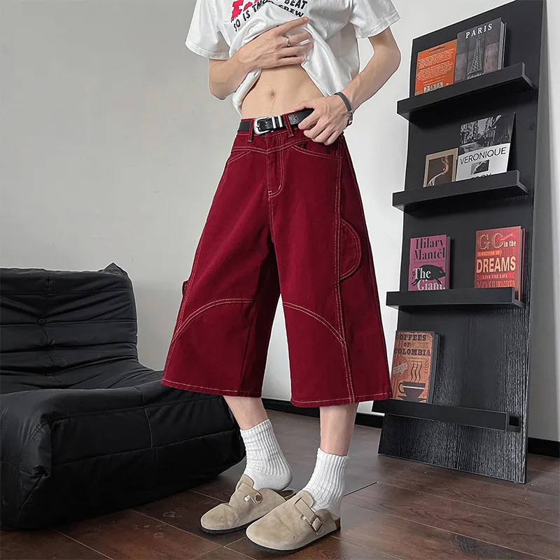 PISYPOX Denim Shorts Unisex Red-3