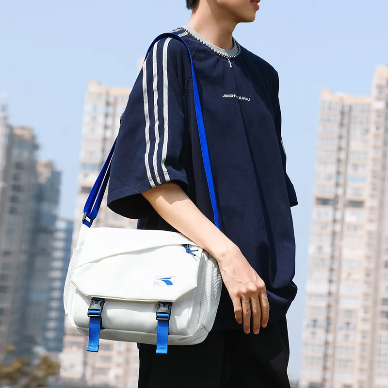 361° Polyester Messenger Bag, Shoulder Bag, Crossbody Bag Tubas Unisex Black/White-6
