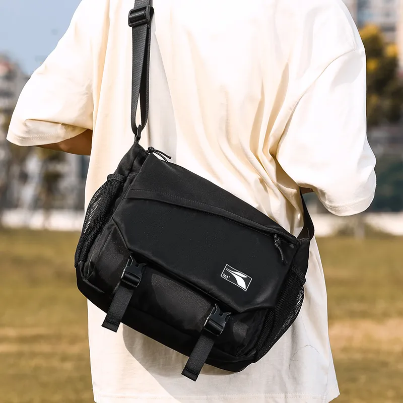 361° Polyester Messenger Bag, Shoulder Bag, Crossbody Bag Tubas Unisex Black/White-3