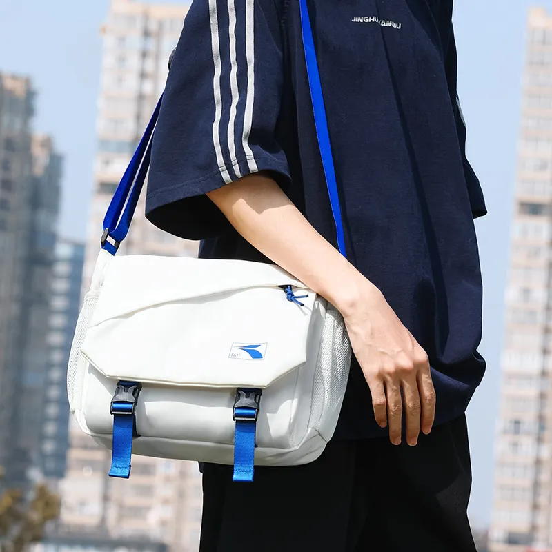 361° Polyester Messenger Bag, Shoulder Bag, Crossbody Bag Tubas Unisex Black/White-7