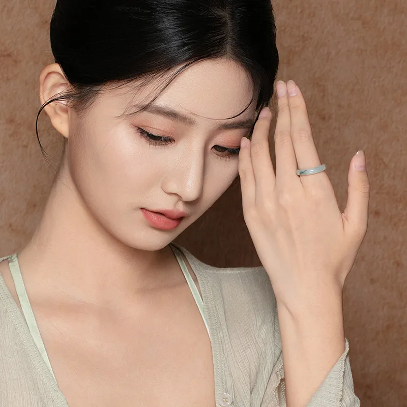 BEIJINGHUANGJIN Bean Type Jadeite Rings Unisex-3