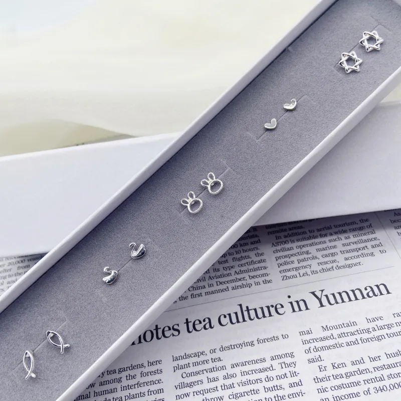 BENNISS Alloy Stud Earrings Unisex-2