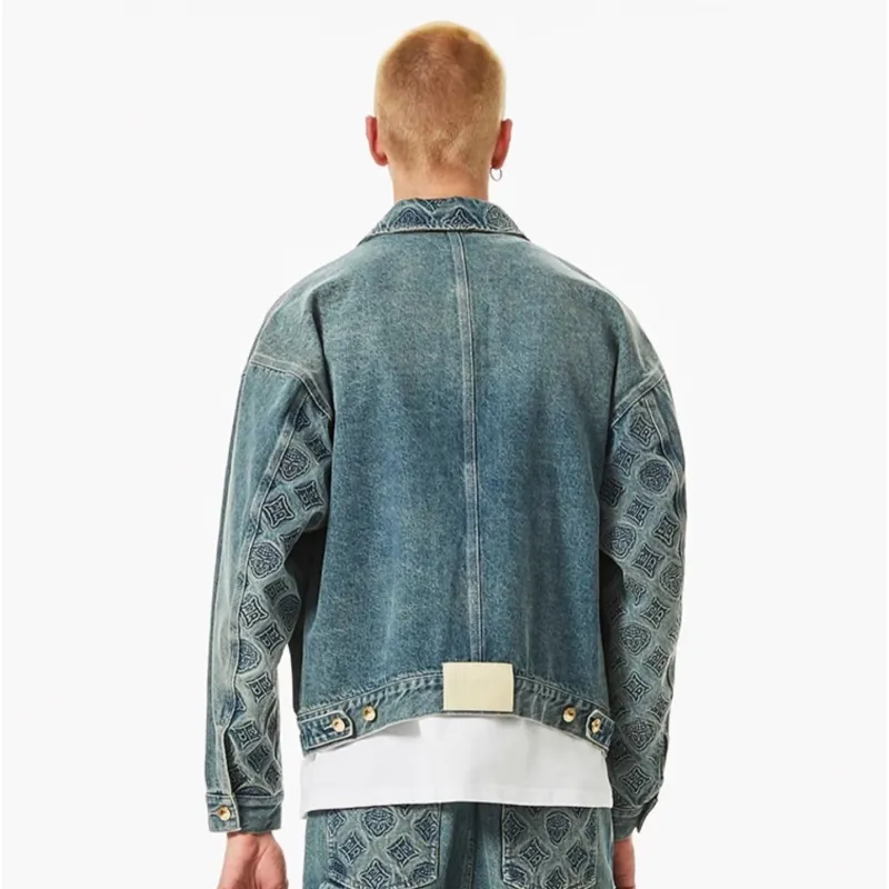 Ed Hardy Denim Jacket Men's Indigo With Complimentary Saint Laurent Black Opium Fragrance Pendant-5