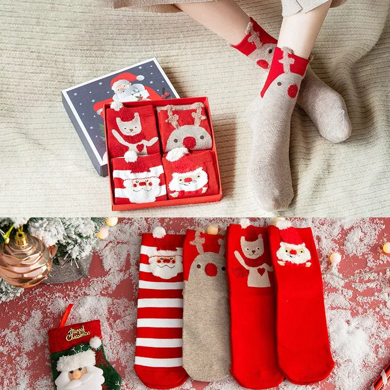 Lan Miao Mid-Calf Socks Women's Shopping Bag 4 Pack-3