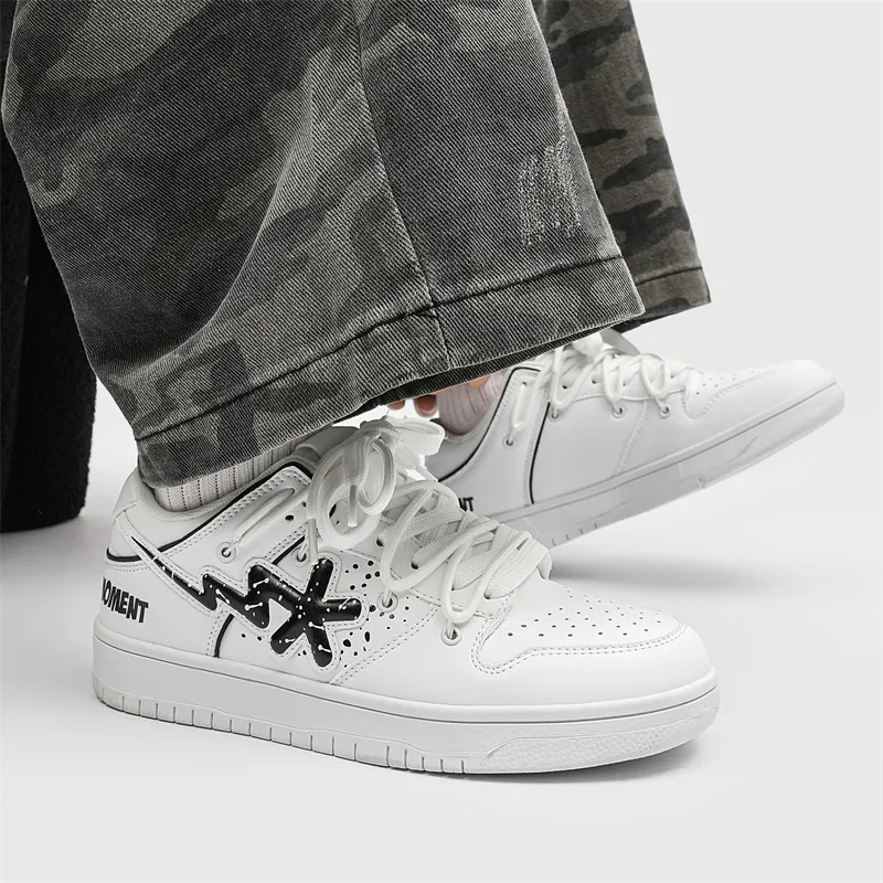 B.Duck Summer Travis Scott X AJ1 Lightning Collection Skateboard Shoes Unisex Low Top Black/White-12