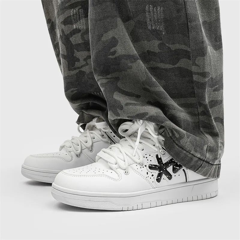 B.Duck Summer Travis Scott X AJ1 Lightning Collection Skateboard Shoes Unisex Low Top Black/White-13