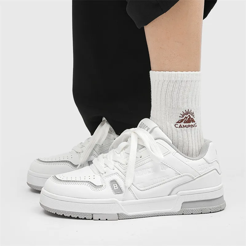 B.Duck Summer Citywalk Collection Skateboard Shoes Unisex Low Top White Gray/Beige Brown/Black White-5