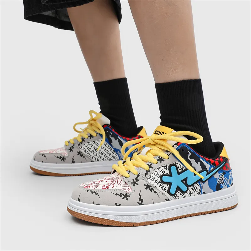 B.Duck Summer Travis Scott X AJ1 Lightning Collection Skateboard Shoes Unisex Low Top Candy/White Black/Apple Green-5