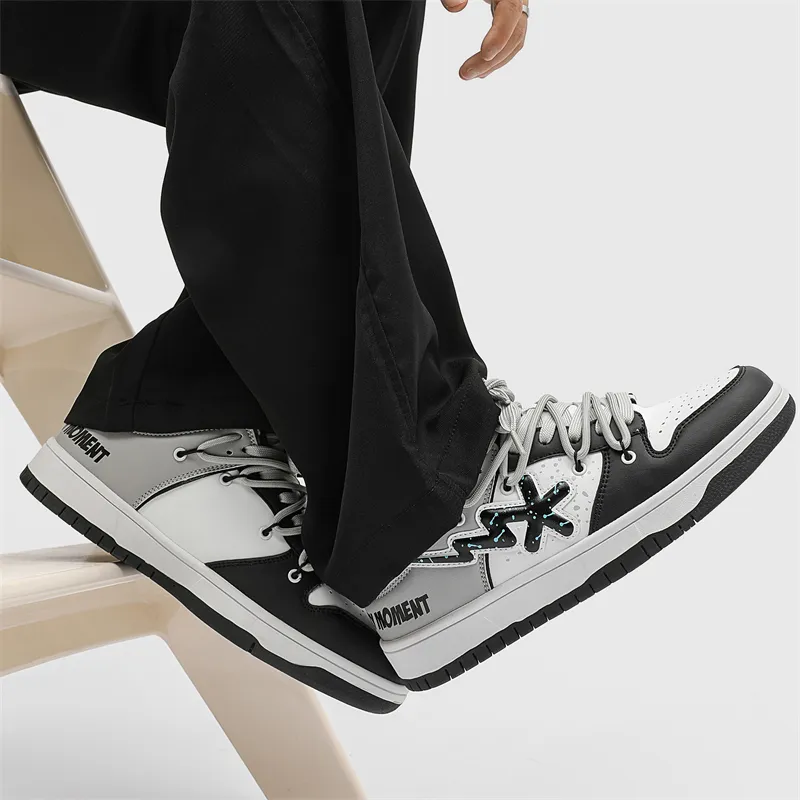 B.Duck Summer Travis Scott X AJ1 Lightning Collection Skateboard Shoes Unisex Low Top Black/White-5