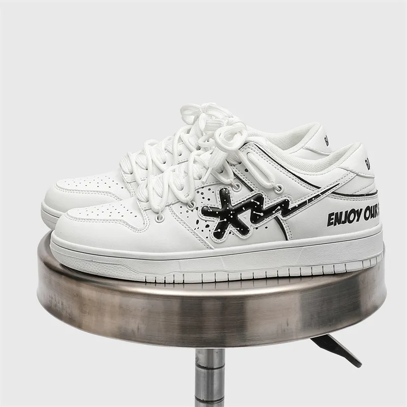 B.Duck Summer Travis Scott X AJ1 Lightning Collection Skateboard Shoes Unisex Low Top Black/White-10