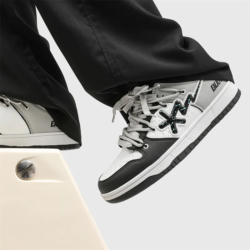 B.Duck Summer Travis Scott X AJ1 Lightning Collection Skateboard Shoes Unisex Low Top Black/White-4