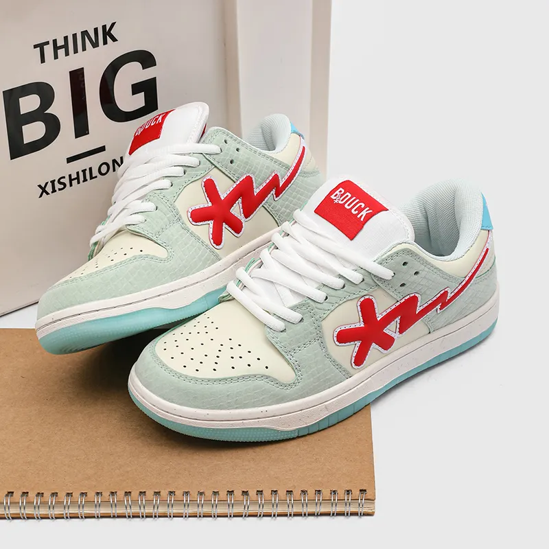 B.Duck Summer Travis Scott X AJ1 Lightning Collection Skateboard Shoes Unisex Low Top Cyan-4