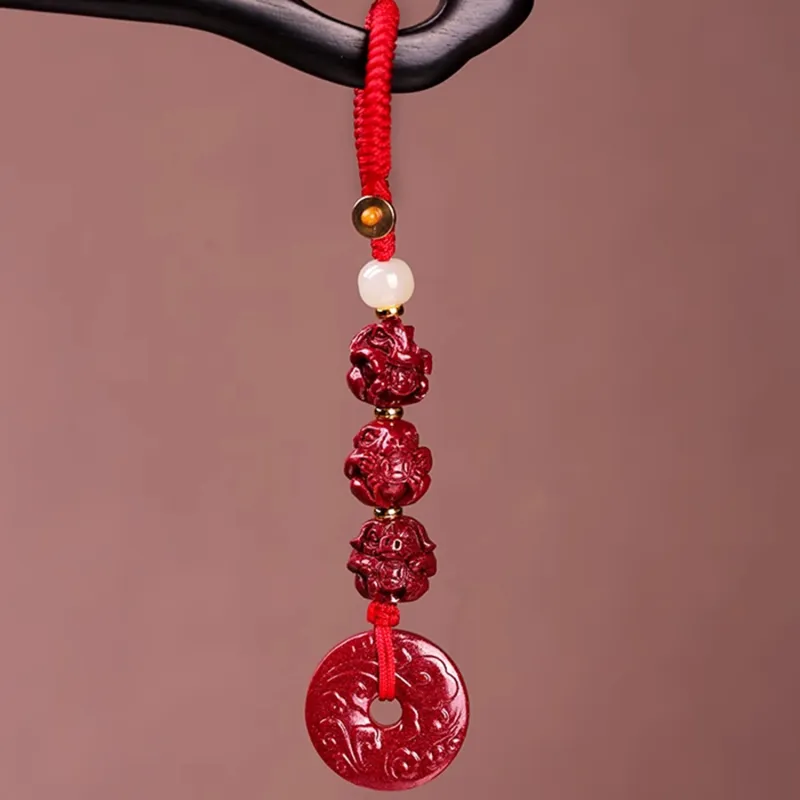 EADDA JEWELRY Cinnabar Pendant Keychain Unisex-14