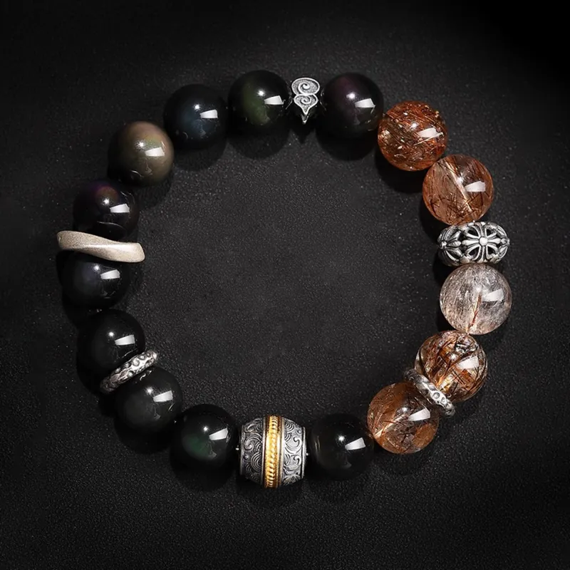 EADDA JEWELRY Obsidian Bracelets Unisex-11