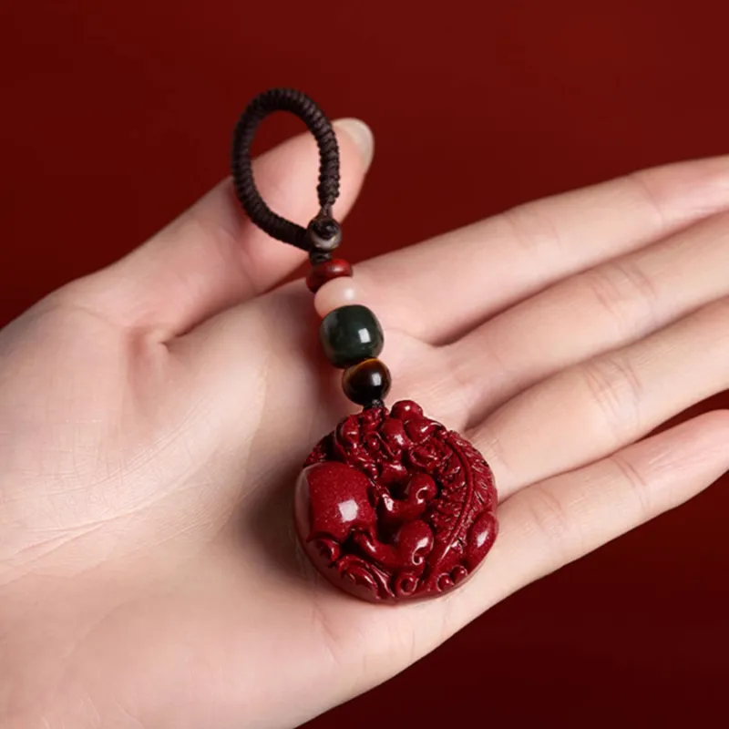 EADDA JEWELRY Reconstructed Cinnabar Keychains Unisex-4