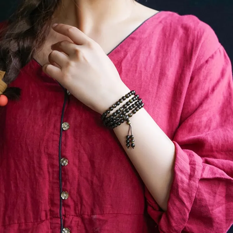 EADDA JEWELRY Natural Obsidian Bracelets Unisex-5