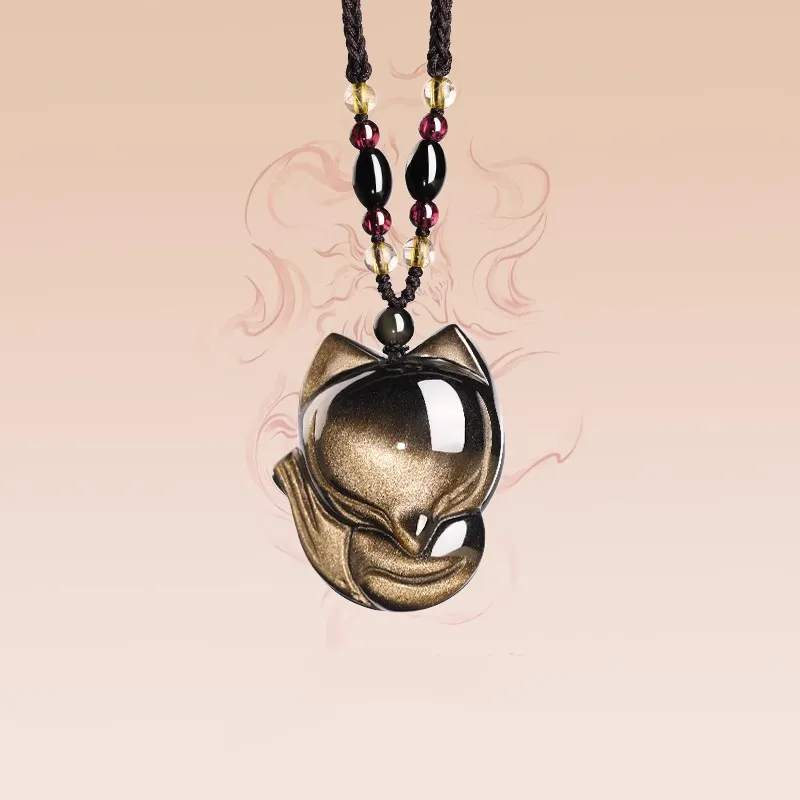 EADDA JEWELRY Natural Obsidian Necklaces Unisex-8