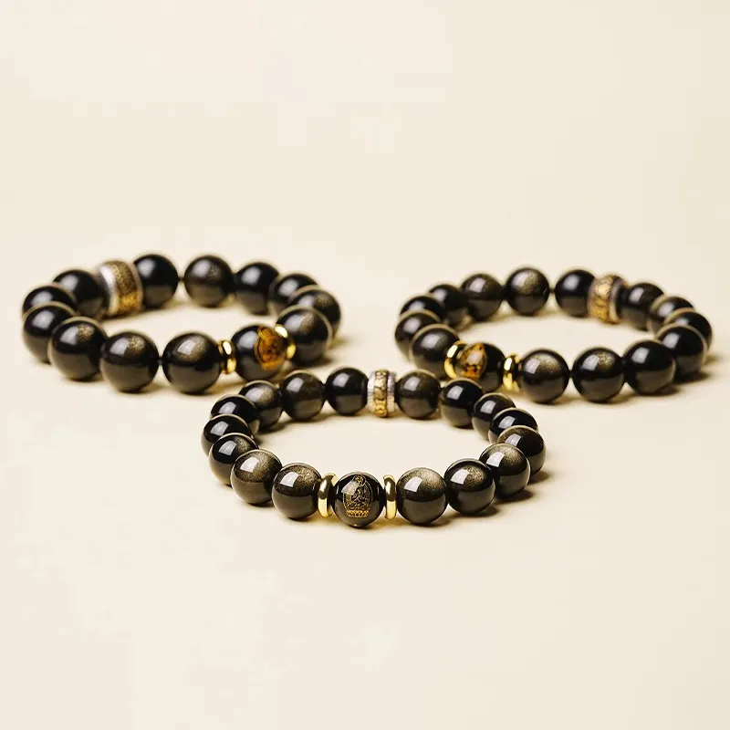 EADDA JEWELRY Natural Obsidian Bracelets Unisex-11