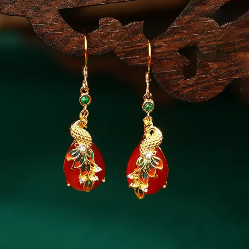 EADDA JEWELRY Natural Agate Earrings Unisex-5