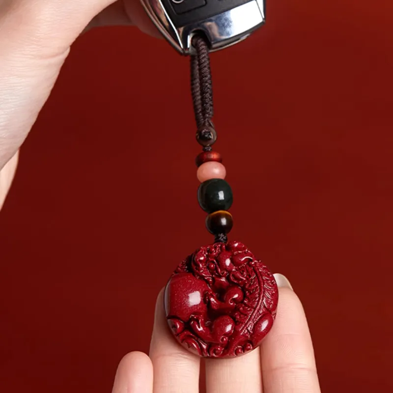 EADDA JEWELRY Reconstructed Cinnabar Keychains Unisex-1