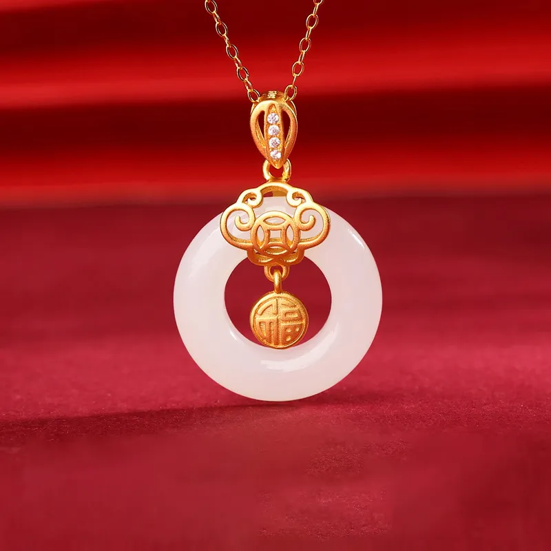 EADDA JEWELRY Hetian Jade Pendants White Jade Unisex-4