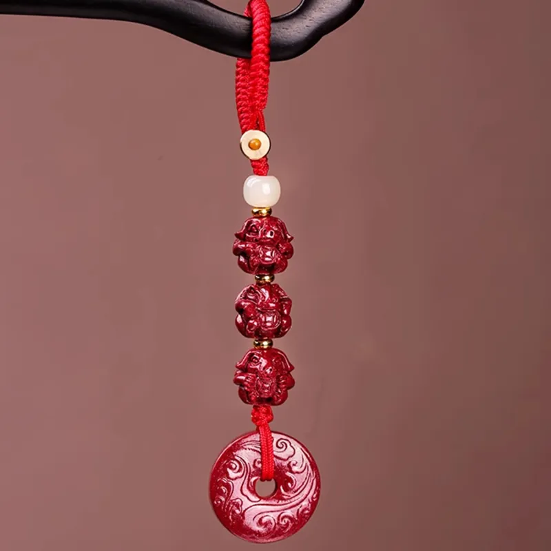 EADDA JEWELRY Cinnabar Pendant Keychain Unisex-5